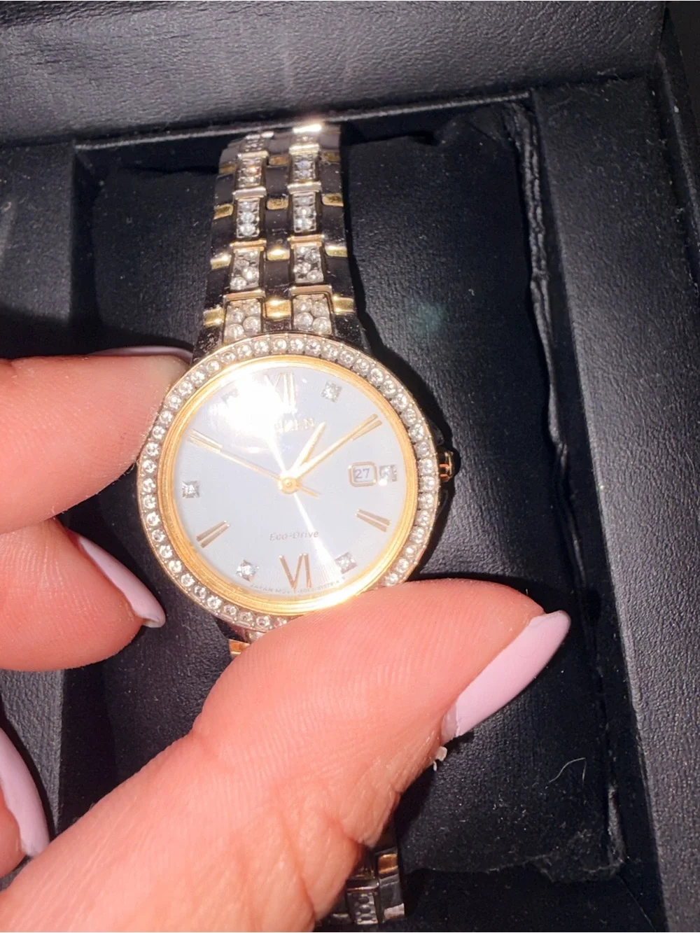 Citizen Women's Two-Tone Gold and Silver Bracelet Watch with Diamond-Style Bezel